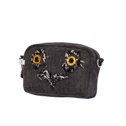 Grey Owl Denim Crossbody Bag