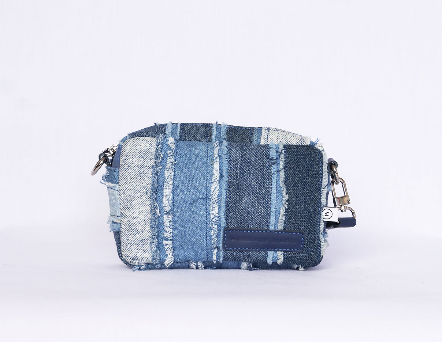 Distressed Denim Panel Patchwork Crossbody Bag