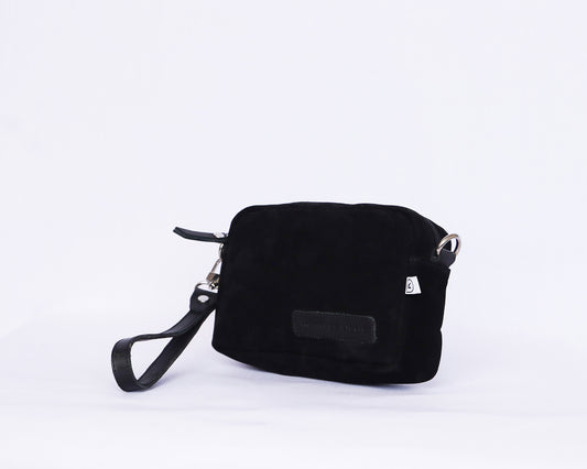 Black Suede Leather Crossbody Bag