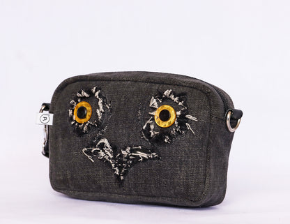 Grey Owl Denim Crossbody Bag