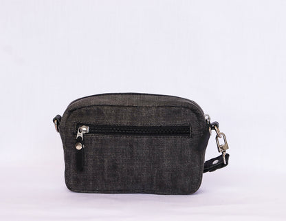 Grey Owl Denim Crossbody Bag