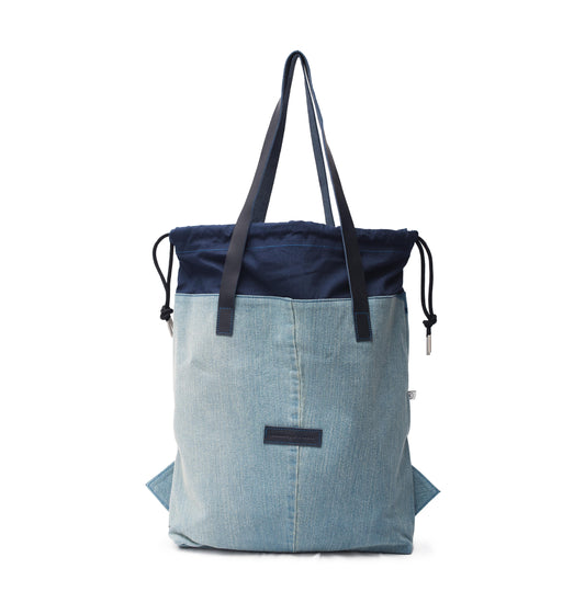 Sky Blue Denim Draw Tote Ext.