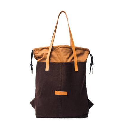 Chocolate Denim Draw Tote Ext.