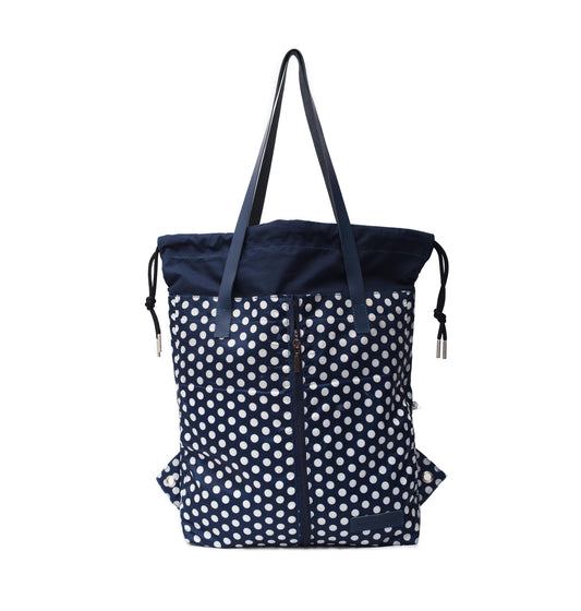 Navy Polka Dot WB Draw Tote Ext.