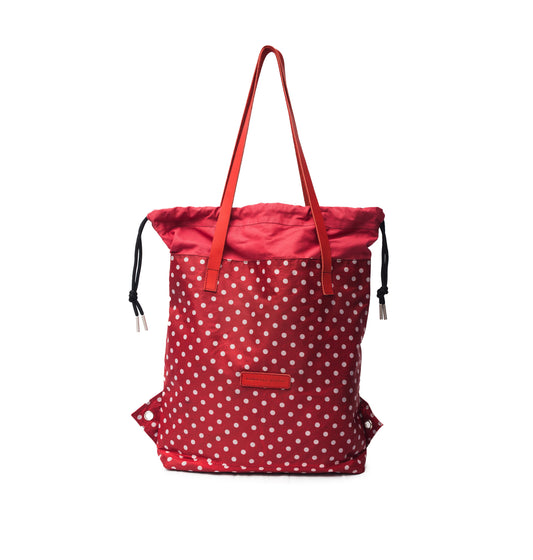 Red Polka Dot Print WB Draw Tote Ext.