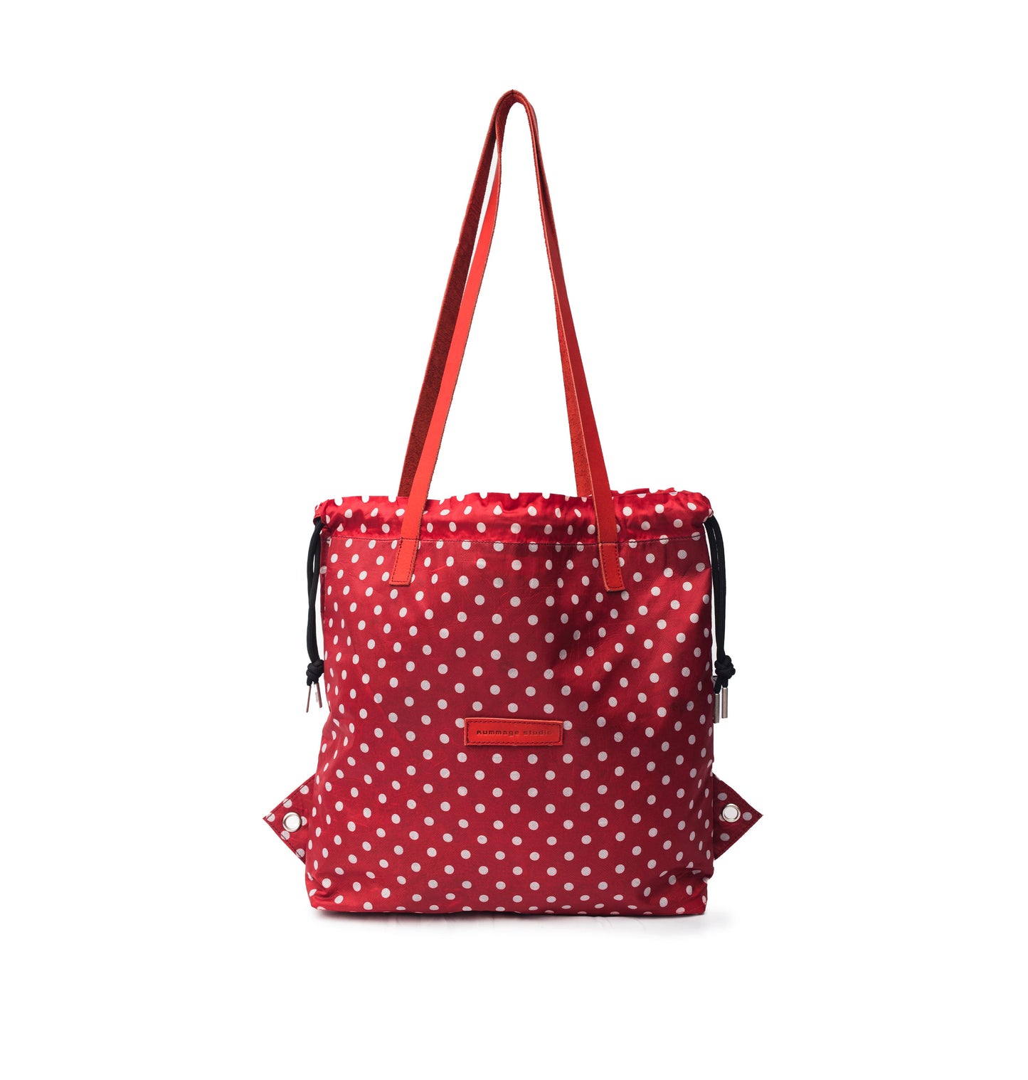 Red Polka Dot Print WB Draw Tote Reg.