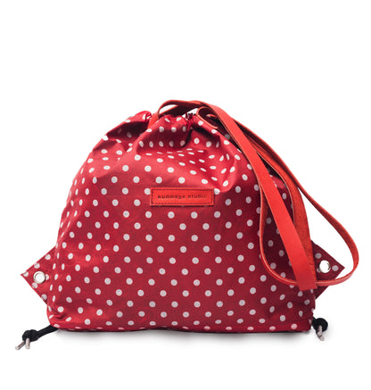 Red Polka Dot Print WB Draw Tote Reg.