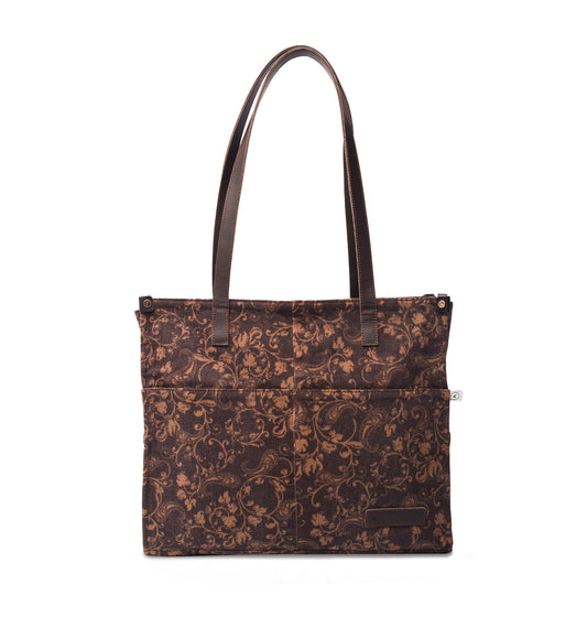 Floral Denim Office Tote