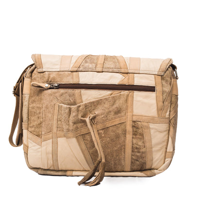 Caramel Patchwork Leather Messenger Bag