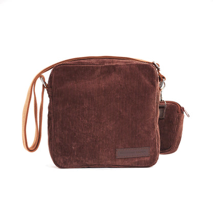 Corduroy Pecan Crossbody Bag