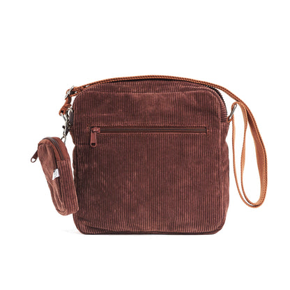 Corduroy Pecan Crossbody Bag