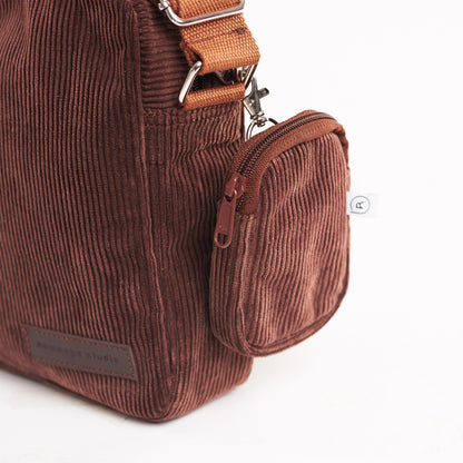 Corduroy Pecan Crossbody Bag