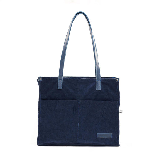 Corduroy Navy Office Tote