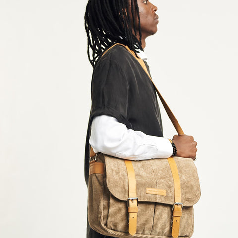 Messenger Bag in Waxed Canvas, Ethically Made